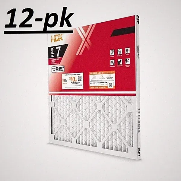 12 In X 12 In X 1 In Allergen plus Pleated Air Filter FPR 7, MERV 11 Case of 12
