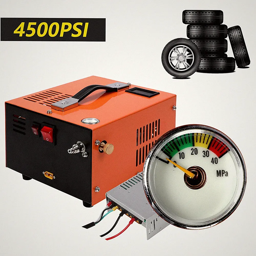 350W PCP Air Compressor 12V/110V 30Mpa/4500Psi Manual-Stop Built-in Fan Air Pump