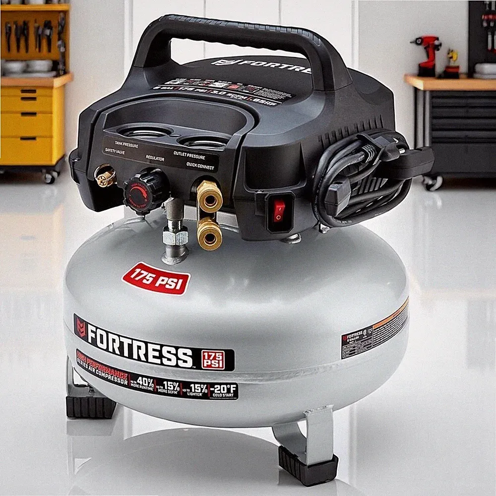 6 Gallon Pancake Air Compressor 175 PSI High Performance Oil-Free Air Compressor
