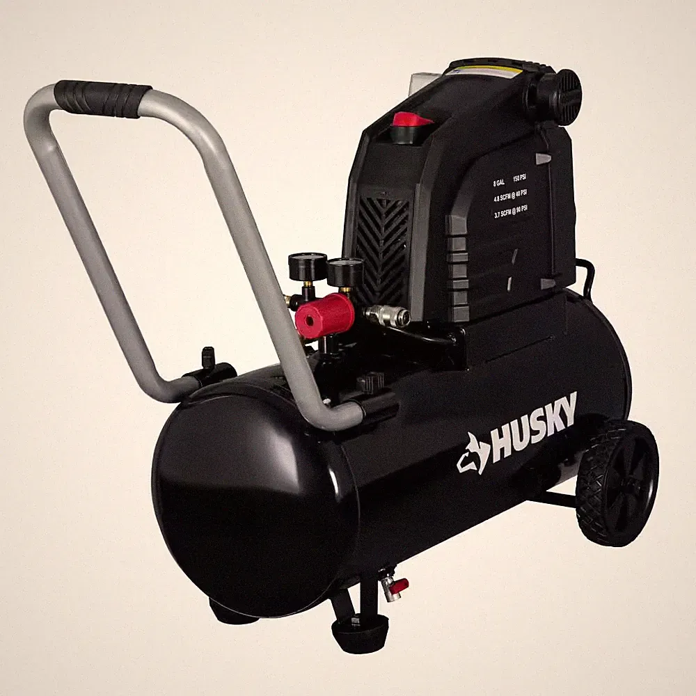 8 Gal 150 PSI Portable Electric Air Compressor Oil-Free Hotdog w/ Wheels & Coupl