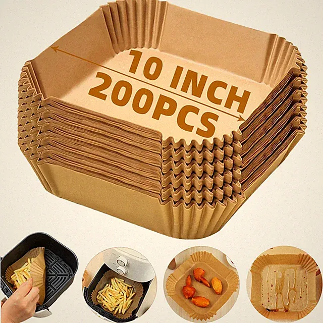 Air Fryer Liners Disposable,200PCS Victoyaw 10 Inch Square Air Fryer Parchmen...