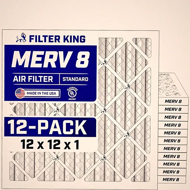 Filter King 12x12x1 Air Filter 12-PACK MERV 8 Actual Size 11.5 x 11.5 x .75"