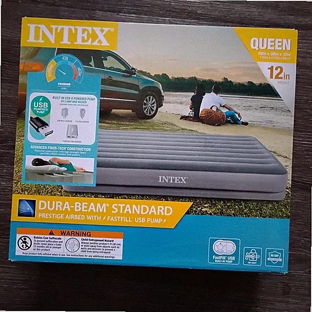Intex Air Mattress Queen 12 Inch High Air Bed New In Box Fast Fill USB pump