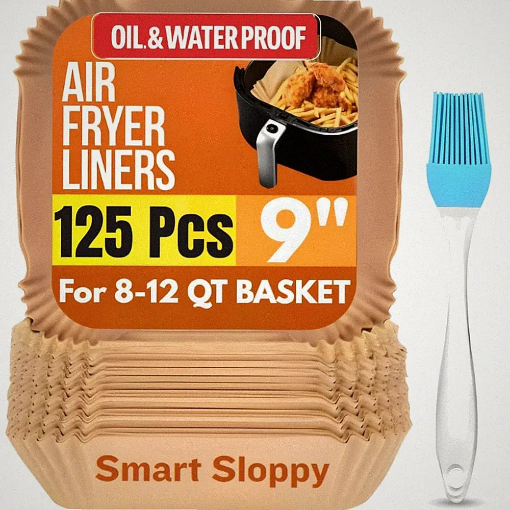 Large Air Fryer Disposable Paper Liners Square 9 Inch 125 Pcs Parchment paper