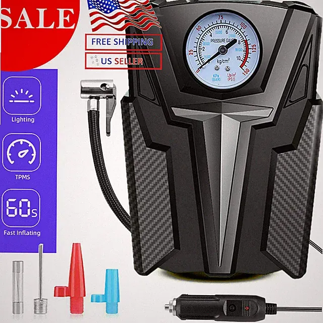 Portable Air Pump Electric Inflator Auto Car Bike Tire Air Compressor 12V