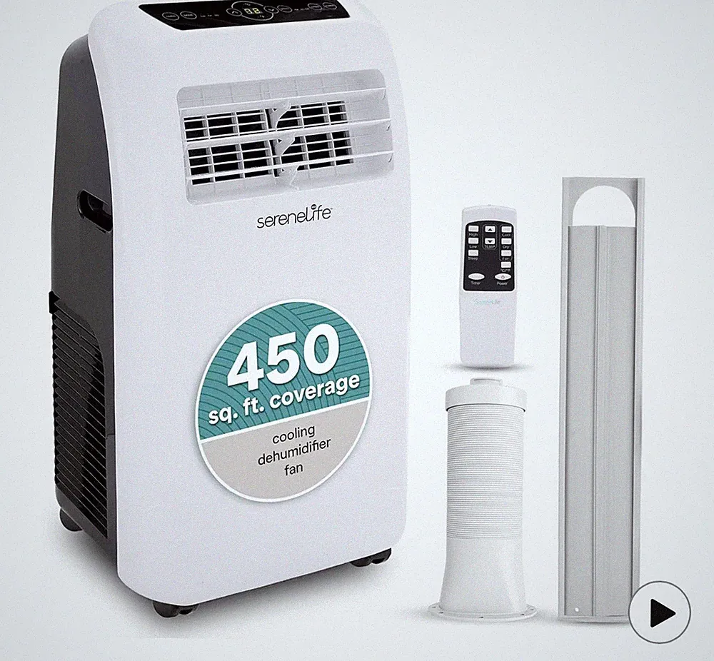 SereneLife Small Air Conditioner Portable 12,000 BTU with Built-in Dehumidifier