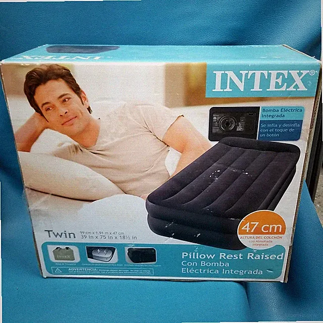 Unused in Box Intex Twin Air Mattress 66705E Pillow Rest Raised