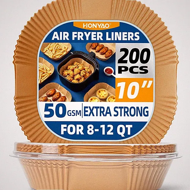 XXXL Air Fryer Paper Liners 10" for 8-12 Qt Air Fryers, 200 Thick Disposable She